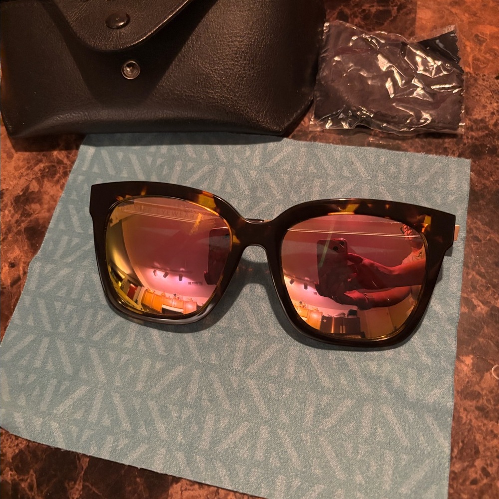 Diff Eye wear Bella Tortoise Sunglasses with Rose Lenses